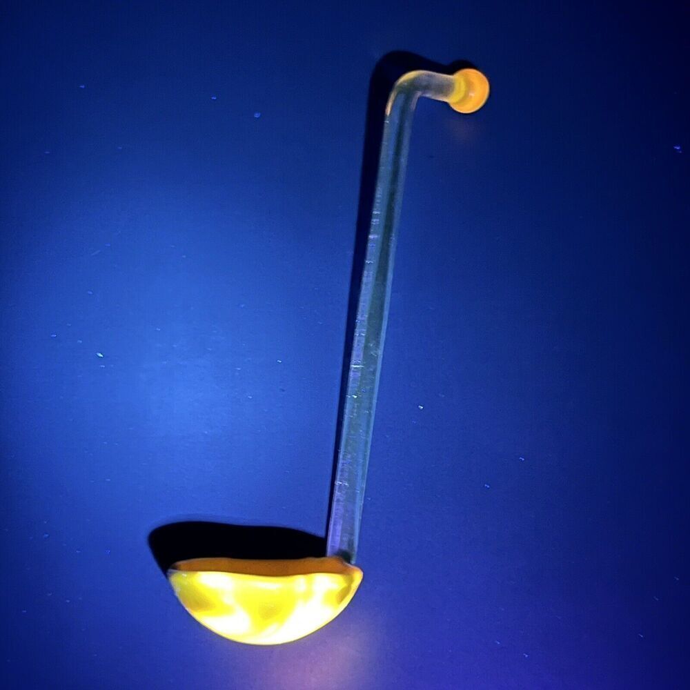 Glass Condiment Spoon Server Stirrer Mayonnaise Yellow Candy Swirl Cadmium Glow